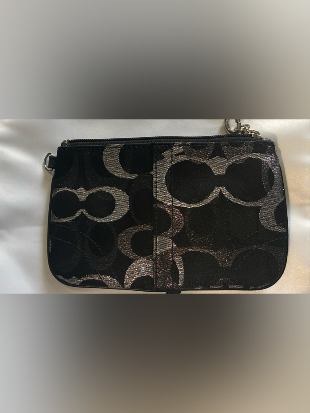 Coach Black & Silver Signature Wristlet - Picture 3 of 6